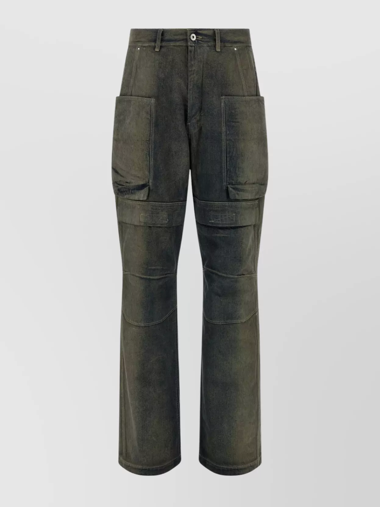Rick Owens Cargo Pockets Trousers With Belt Loops In Green