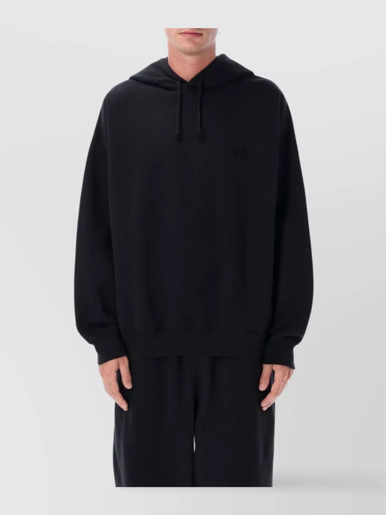 Y-3 Logo Hoodie With Drawstring And Ribbed Cuffs In Black