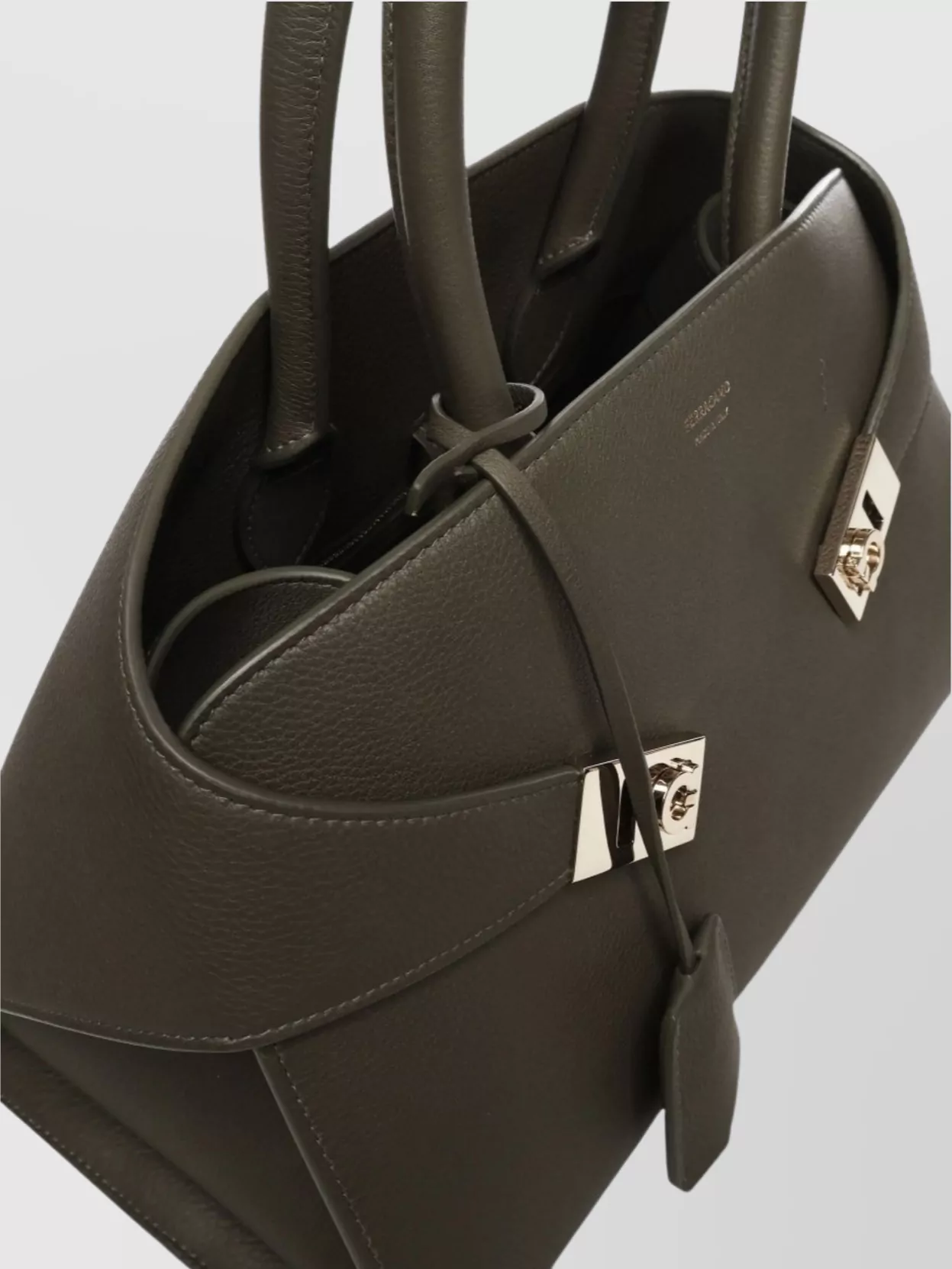 Ferragamo Calfskin Handbag With Gancini Buckles
