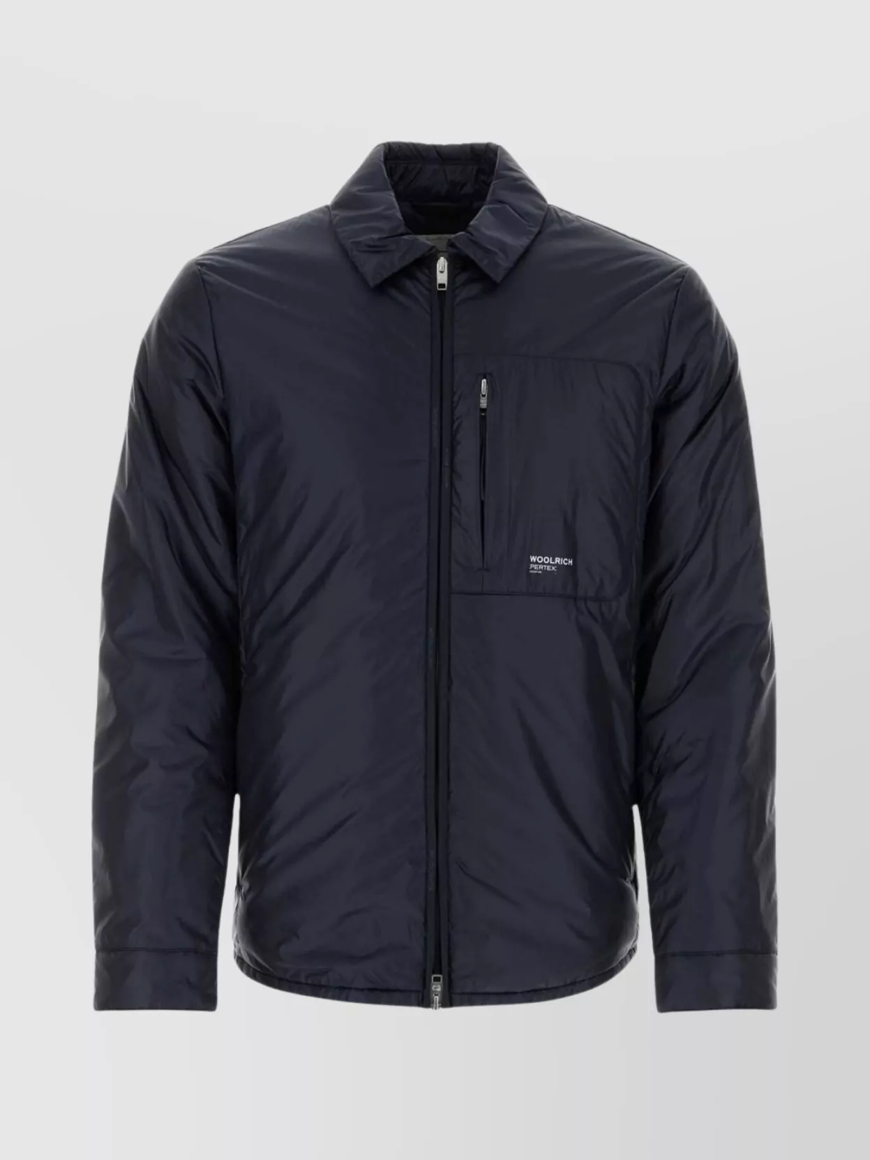 Woolrich Quilted Stand Collar Jacket With Elasticated Cuffs In Blue