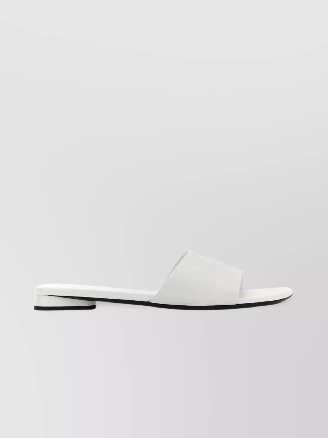 Shop Balenciaga Logo Embossed Leather Square Toe Sandals