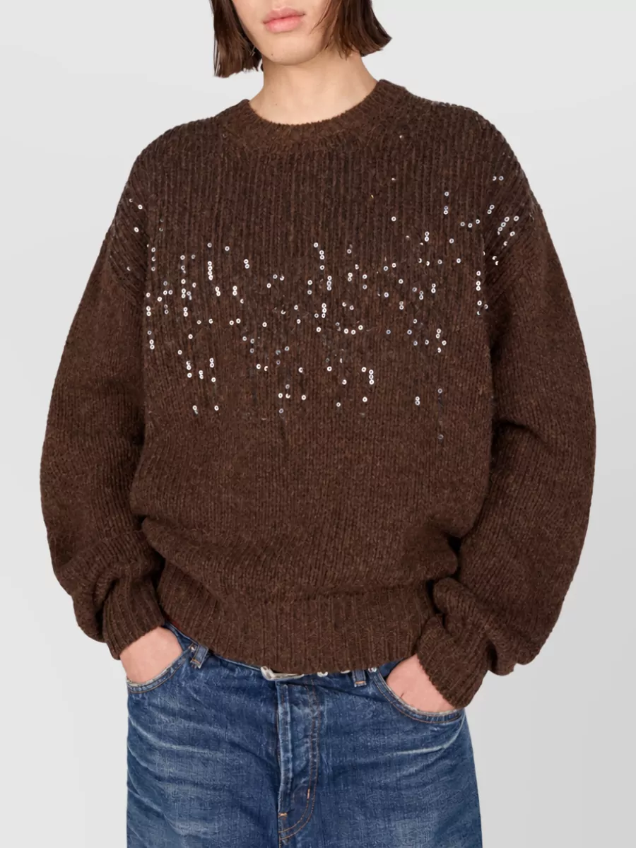 Haikure Sequin-Embellished Wool Crew-Neck Sweater