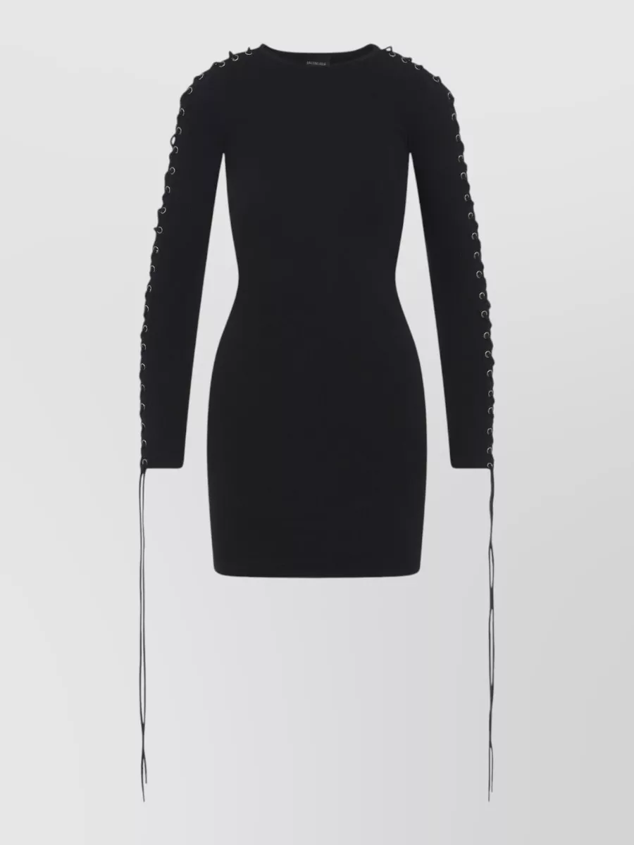 Balenciaga Ribbed cotton lace-up mini dress