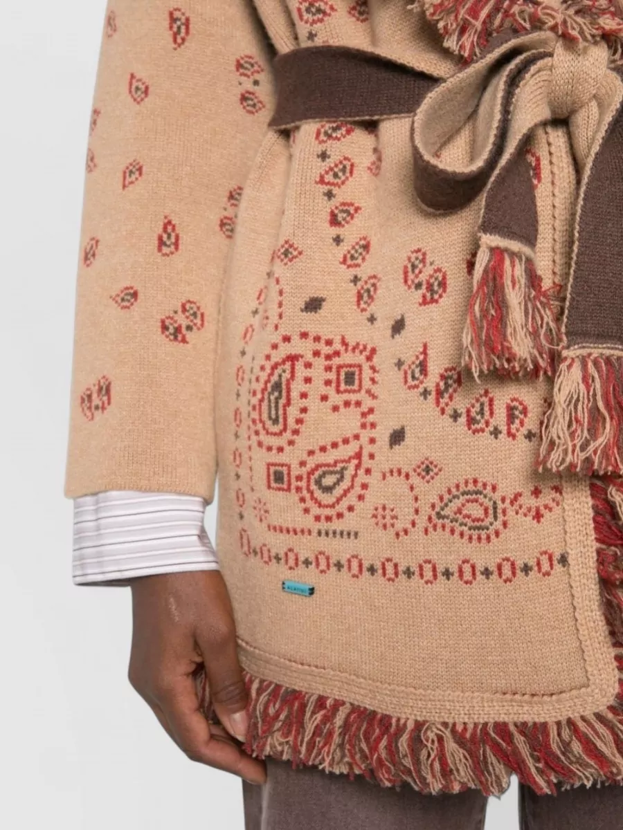 Alanui Cashmere Jacquard Belted Cardigan