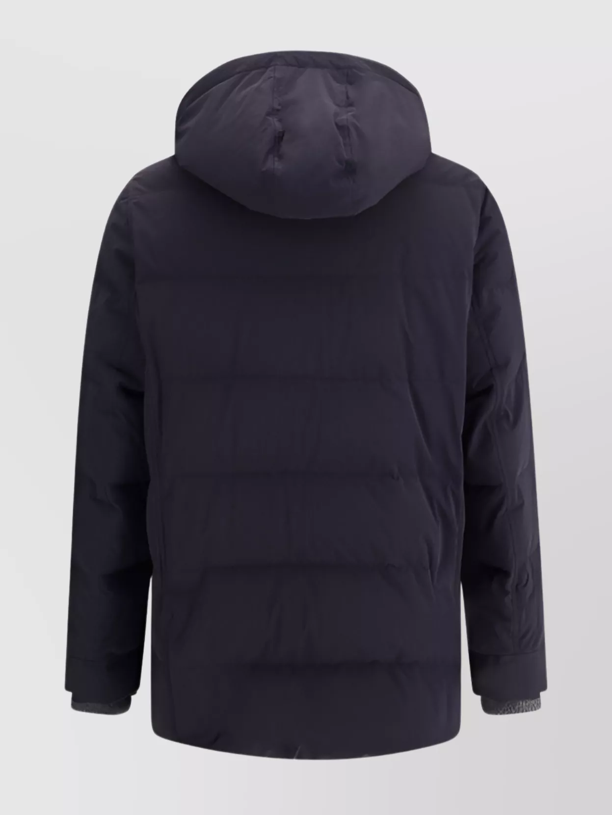 Brunello Cucinelli Hooded Down Jacket With Adjustable Back Slits In Black