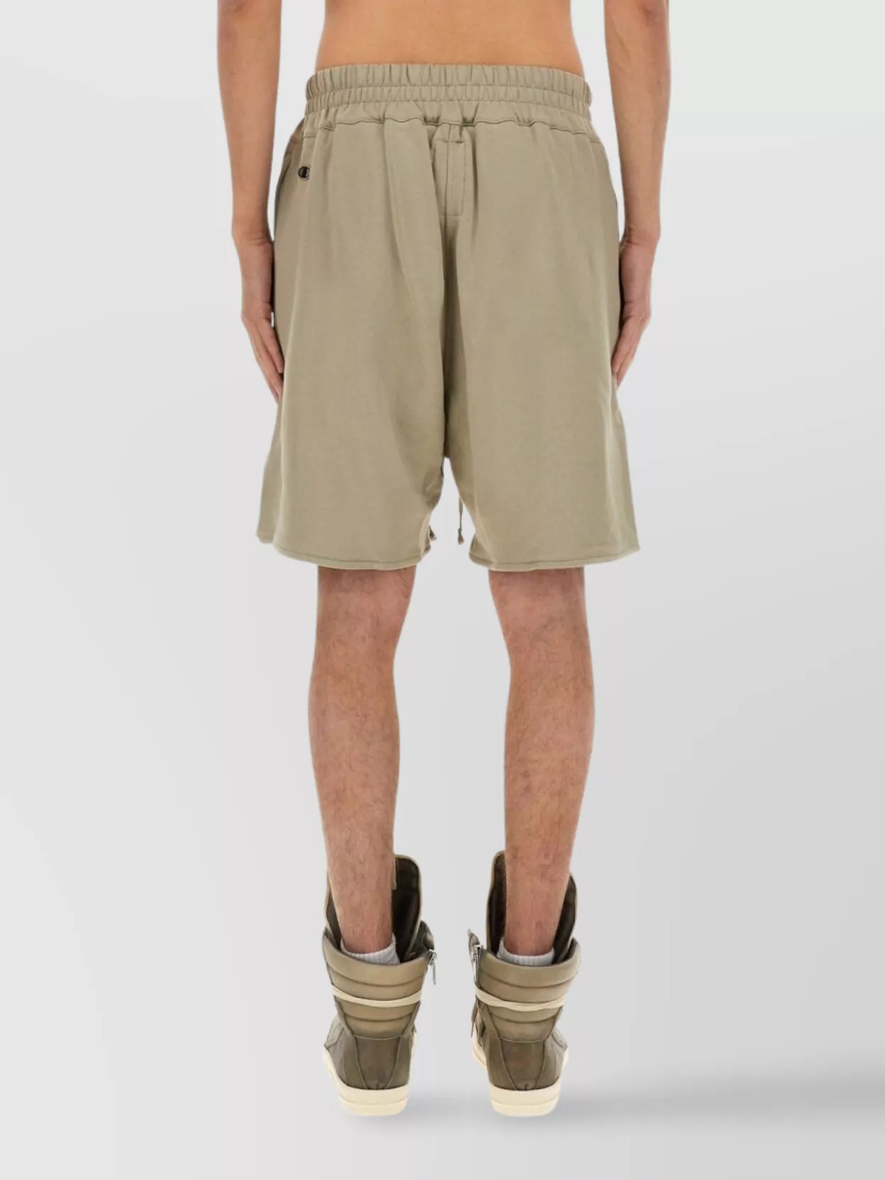 Rick Owens Cotton Knee Length Shorts With Elastic Waistband