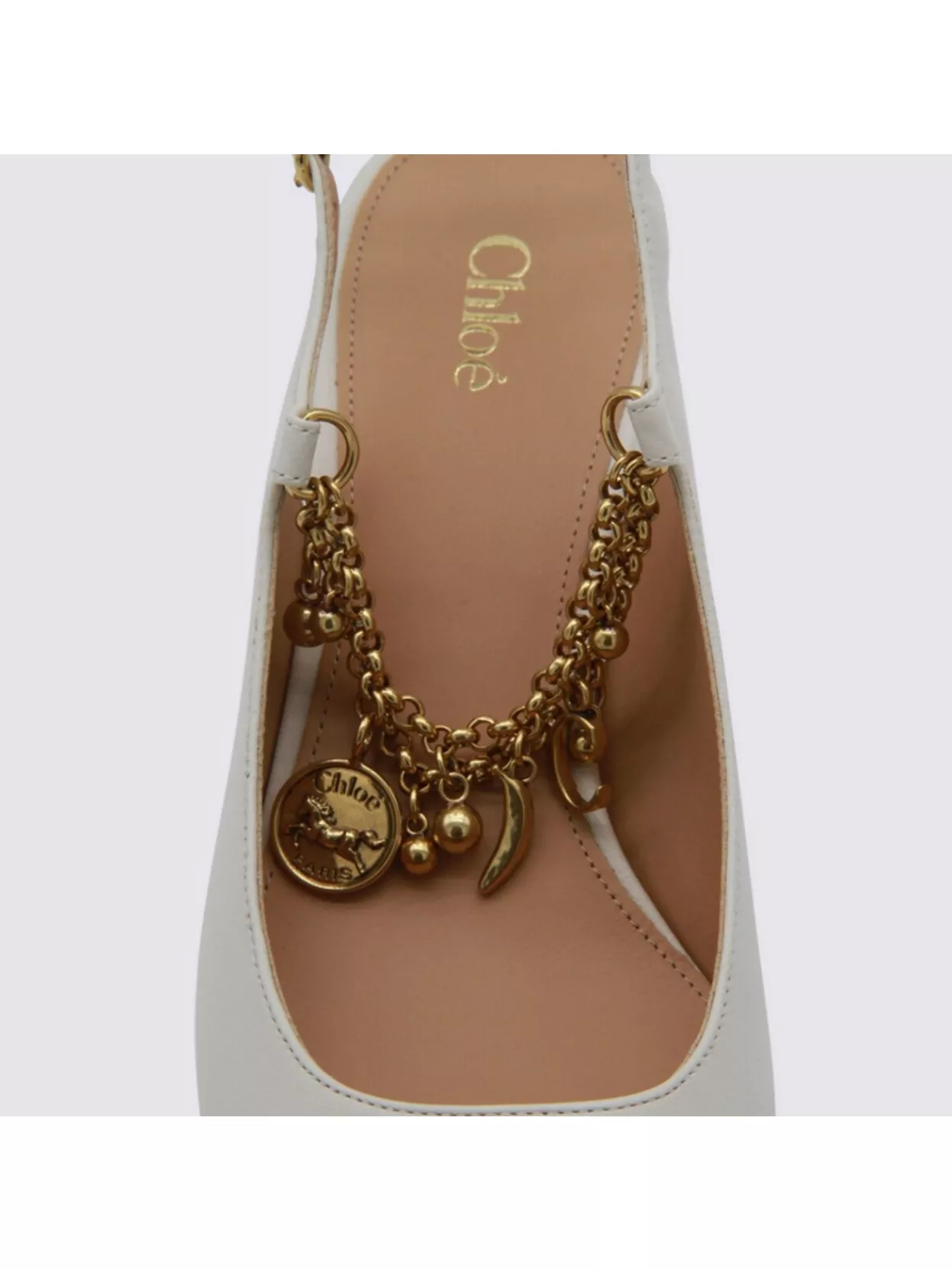 Chloé Chunky Heel Chain Square Toe Pumps