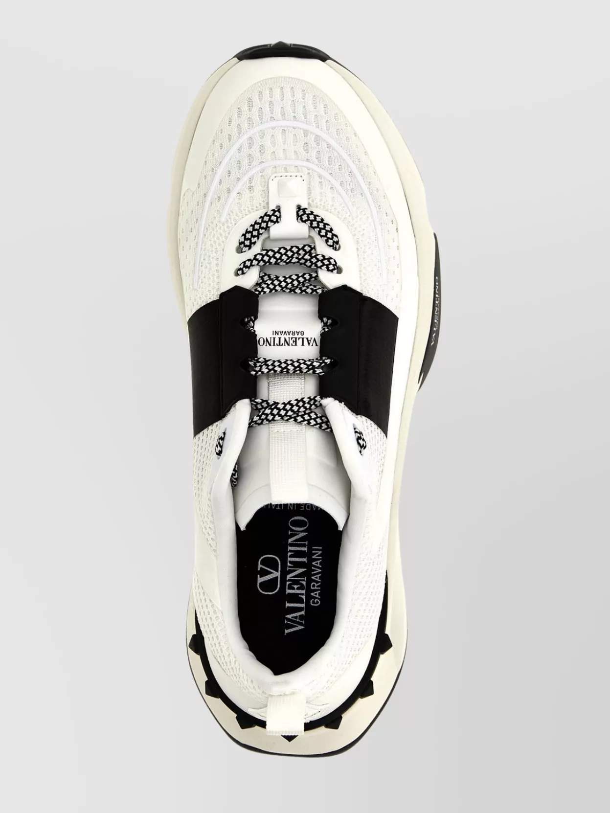 Valentino True Act Low Top Trainer In Mesh And Rubberised Fabric In White