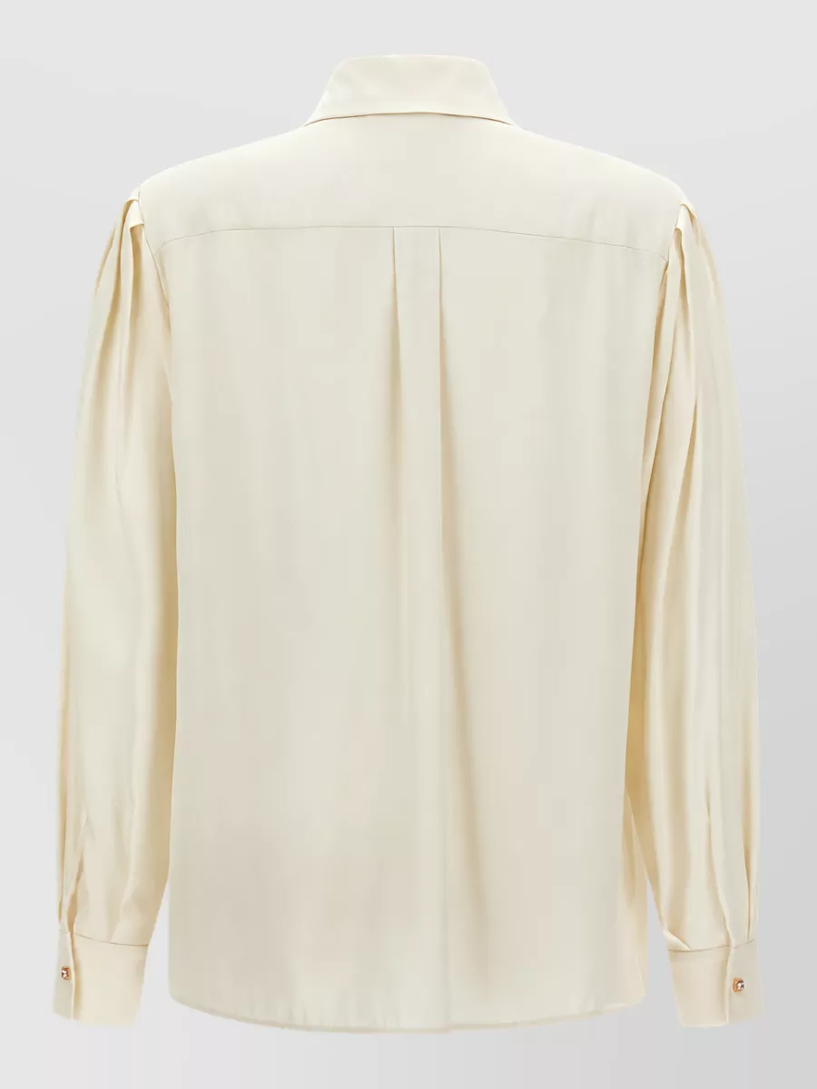 S Max Mara Silk Pleated Long-Sleeve Shirt