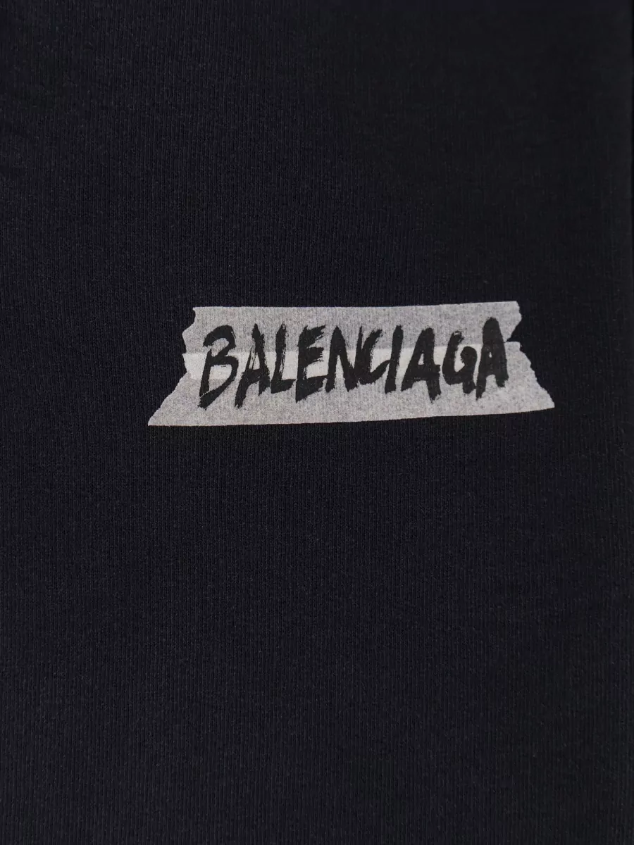 Balenciaga Cotton Oversized Distressed Half Zip Sweatshirt
