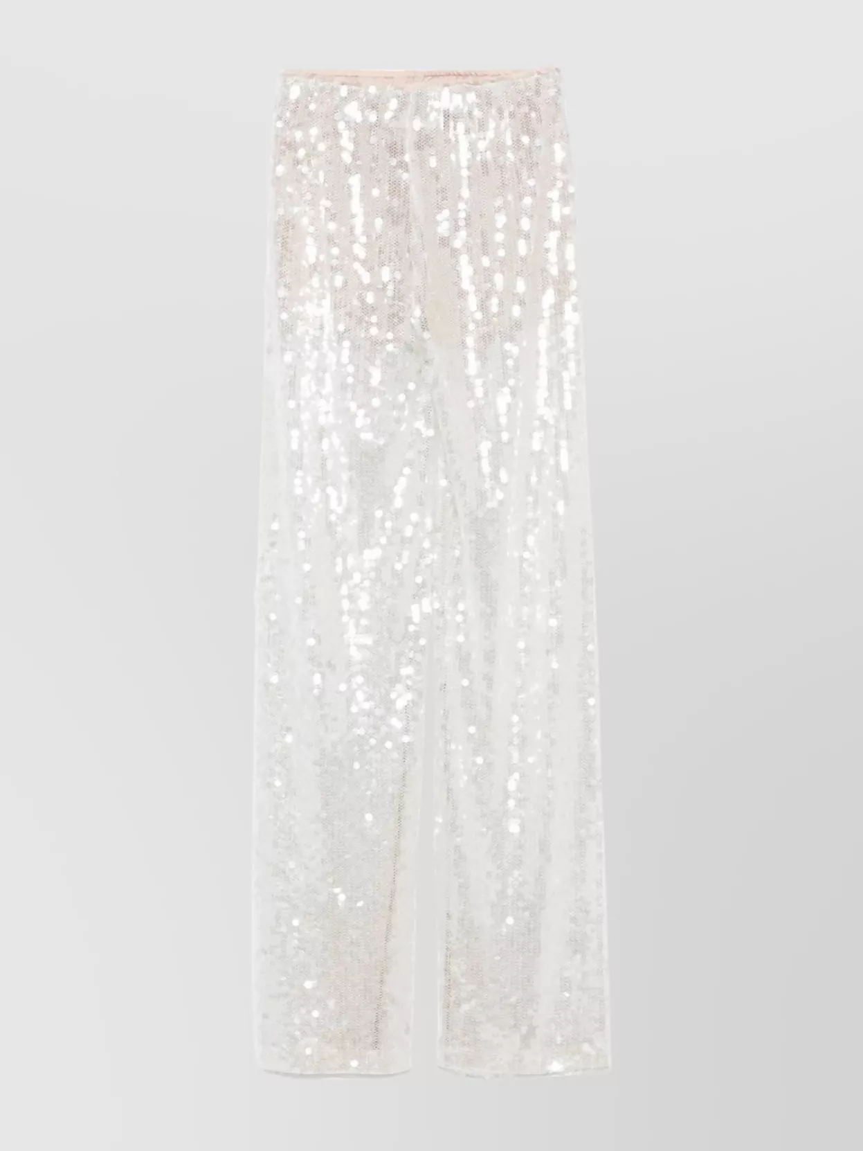 Federica Tosi Wide-leg Trousers With Shimmering Sequin Detailing In Neutral