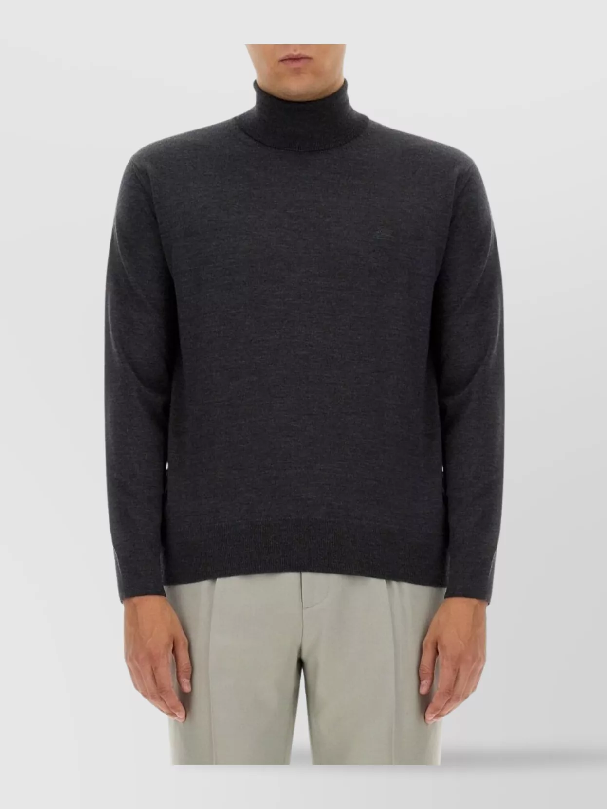 Etro Embroidered Turtleneck Sweater With Ribbed Trim