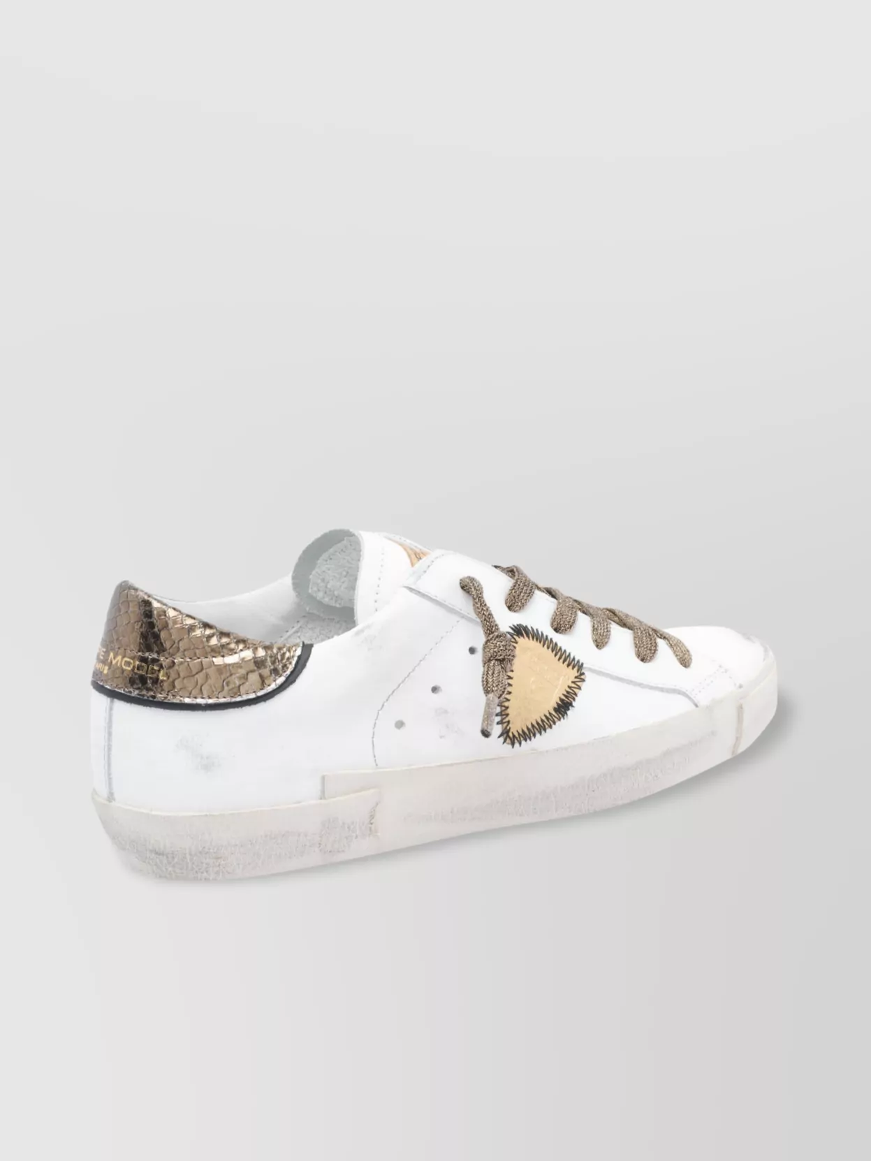 Philippe Model Low Top Leather Sneakers With Metallic Heel