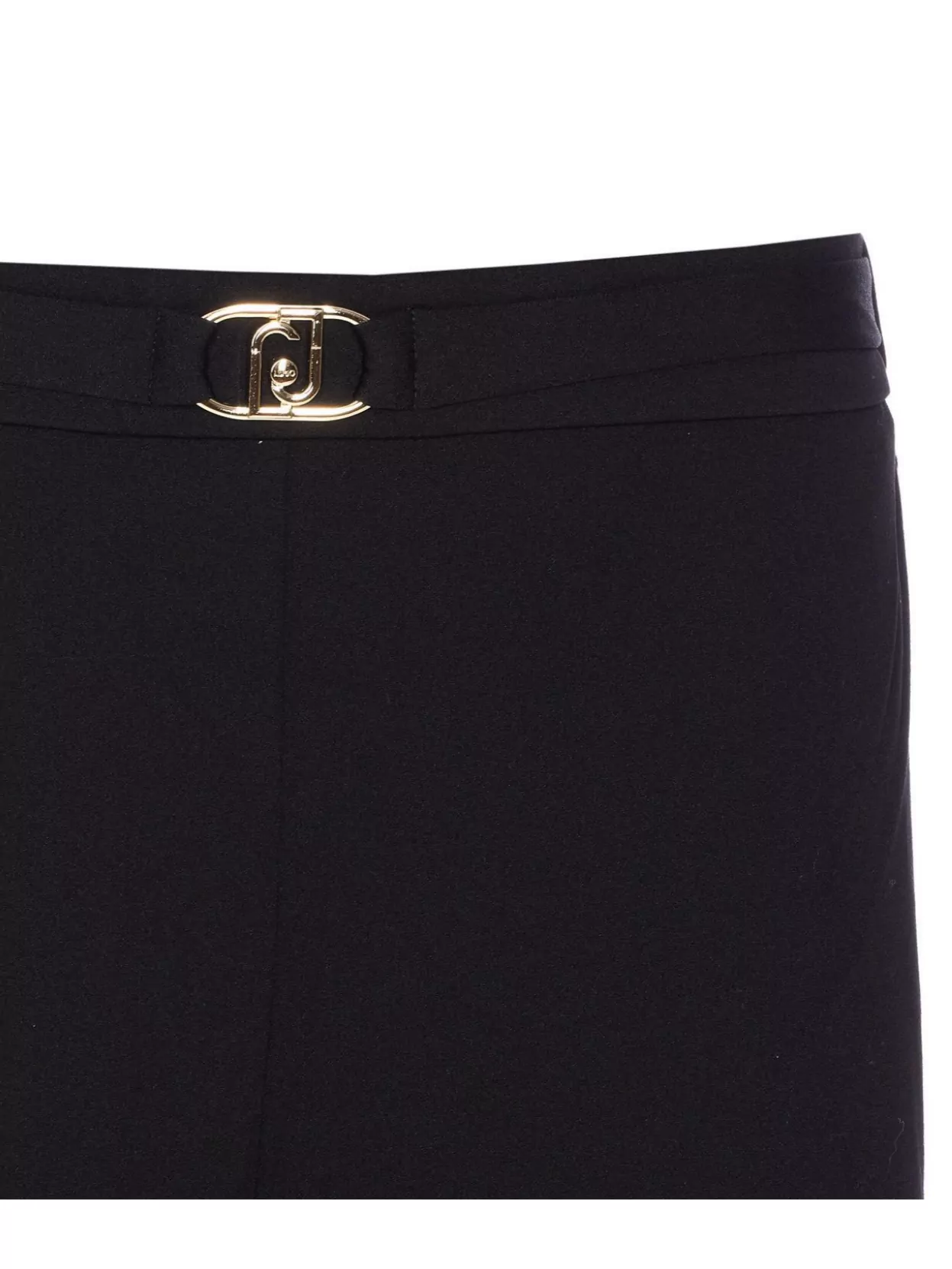 Liu •jo Flared Fit Trousers Gold Buckle In Black