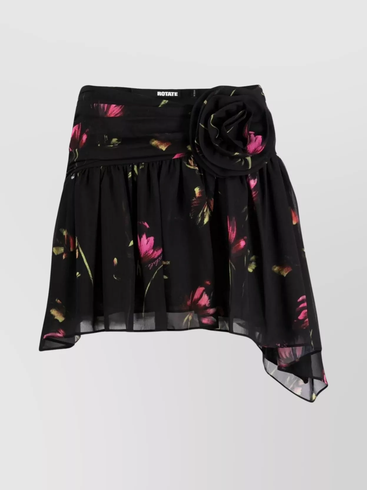 Shop Rotate Birger Christensen Floral Sheer Ruffle Layered Skirt In Black