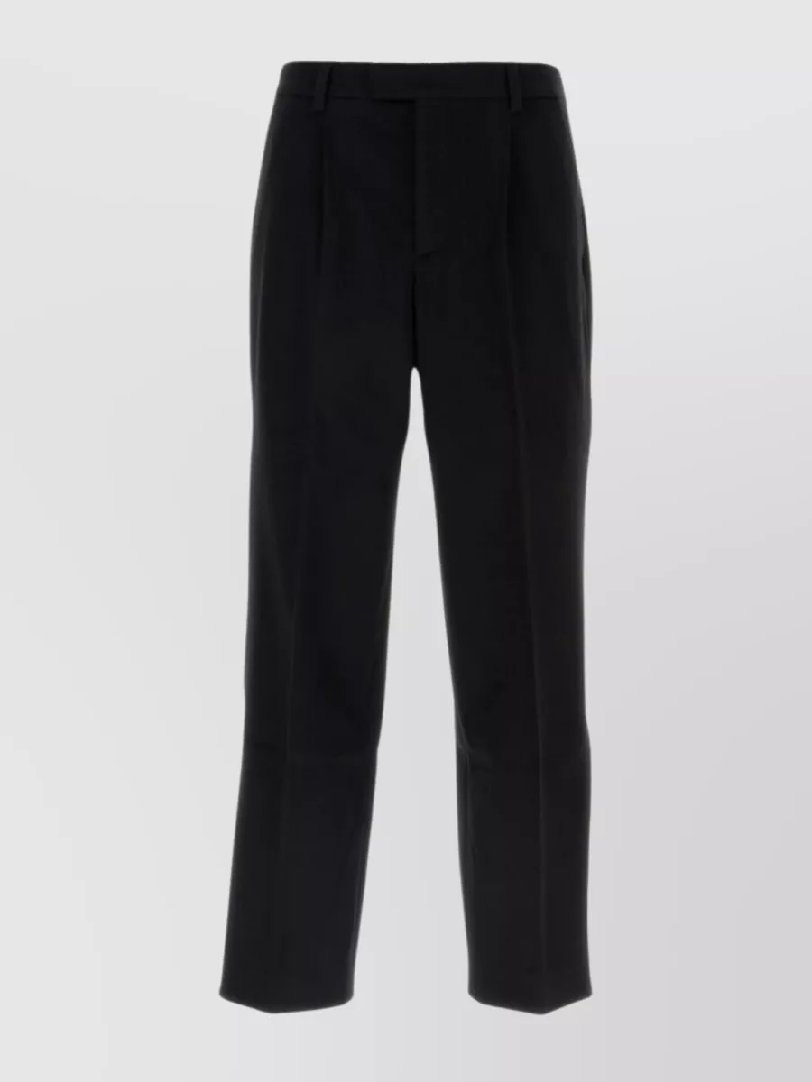 Shop Vtmnts Pleated Wool Trousers With Belt Loops In Black