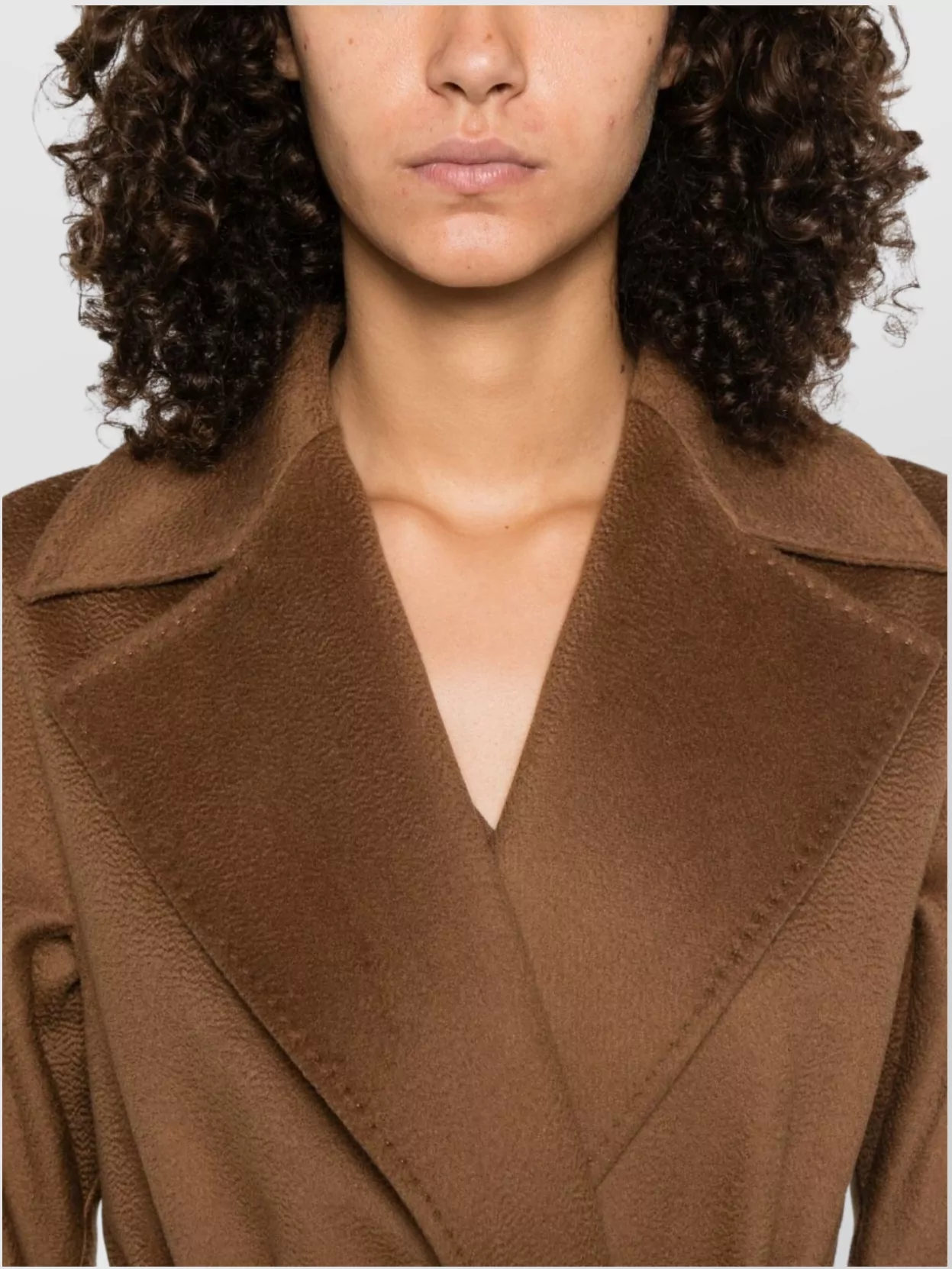 Max Mara Collar Coat With Belted Waist And Pockets In Brown