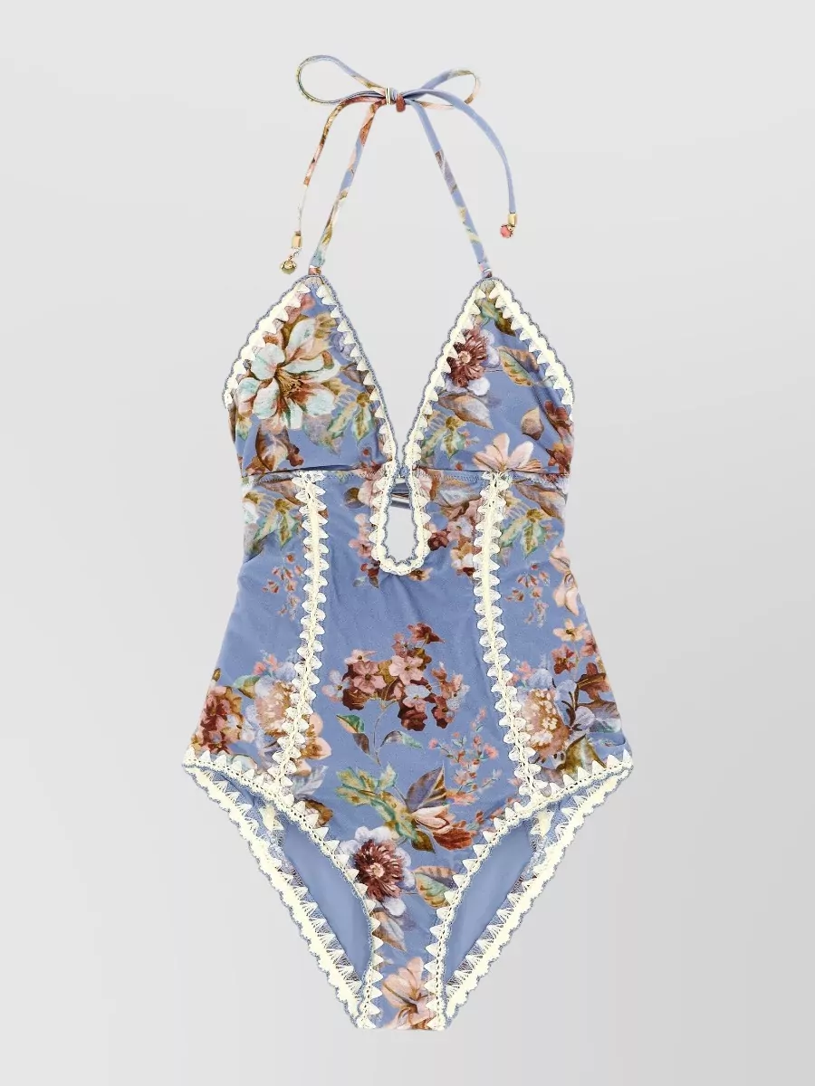 Zimmermann Floral Crochet Cutout One-Piece Swimsuit