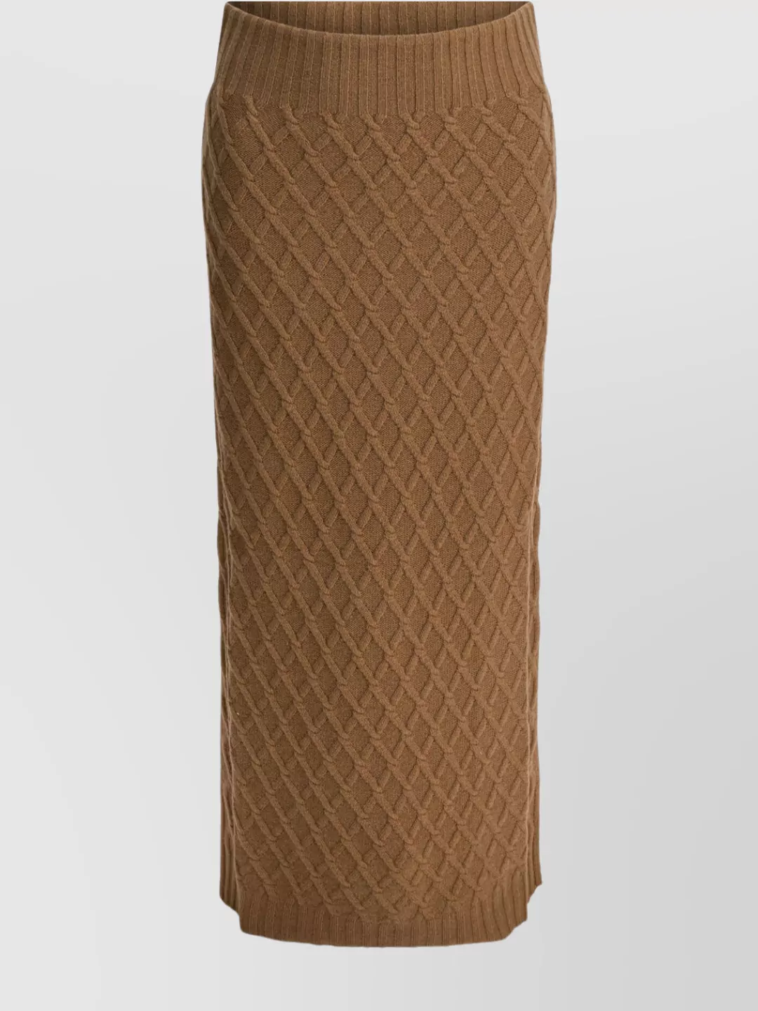 Max Mara Textured Knit Skirt Side Slit In Brown