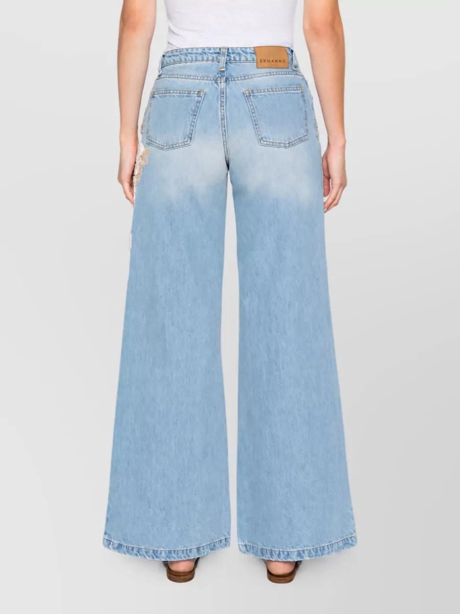 Ermanno Firenze Embroidered Wide-Leg Denim Jeans