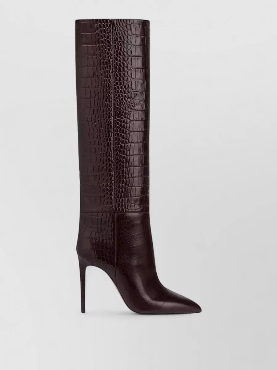 Paris Texas Crocodile-Embossed Leather Knee-High Stiletto Boots
