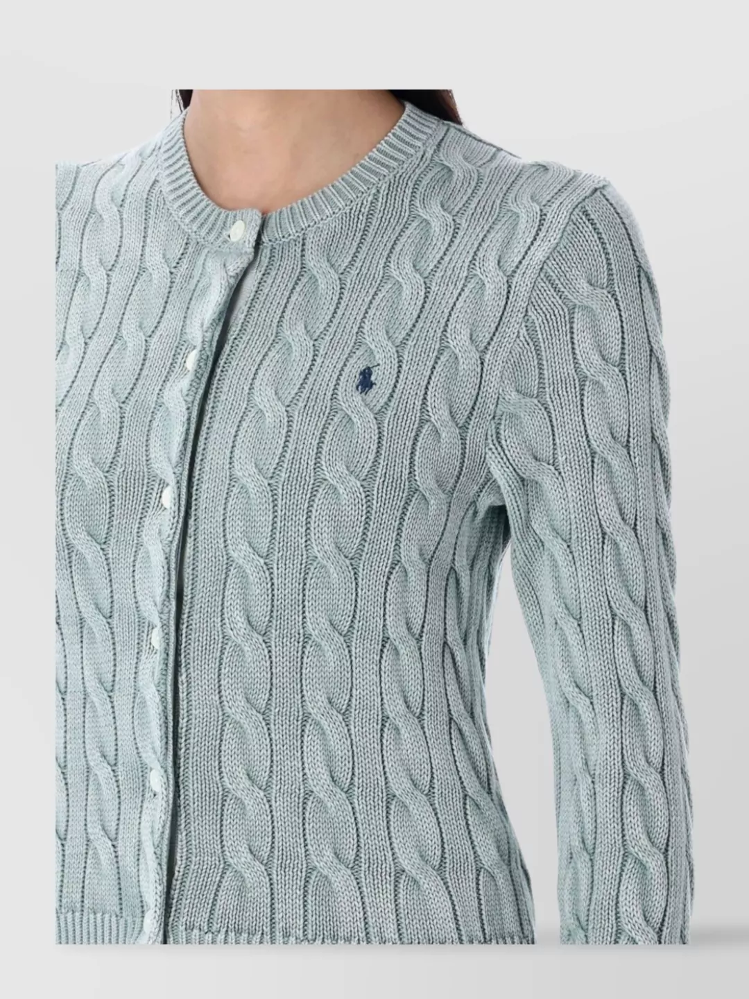 POLO RALPH LAUREN CABLE KNIT CARDIGAN RIBBED FINISH