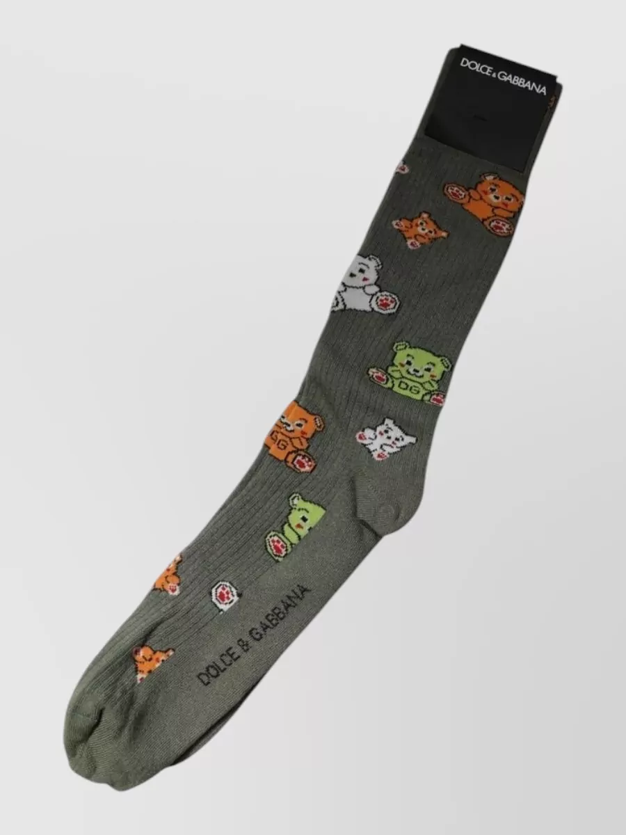 Dolce&Gabbana Bear print mid calf socks