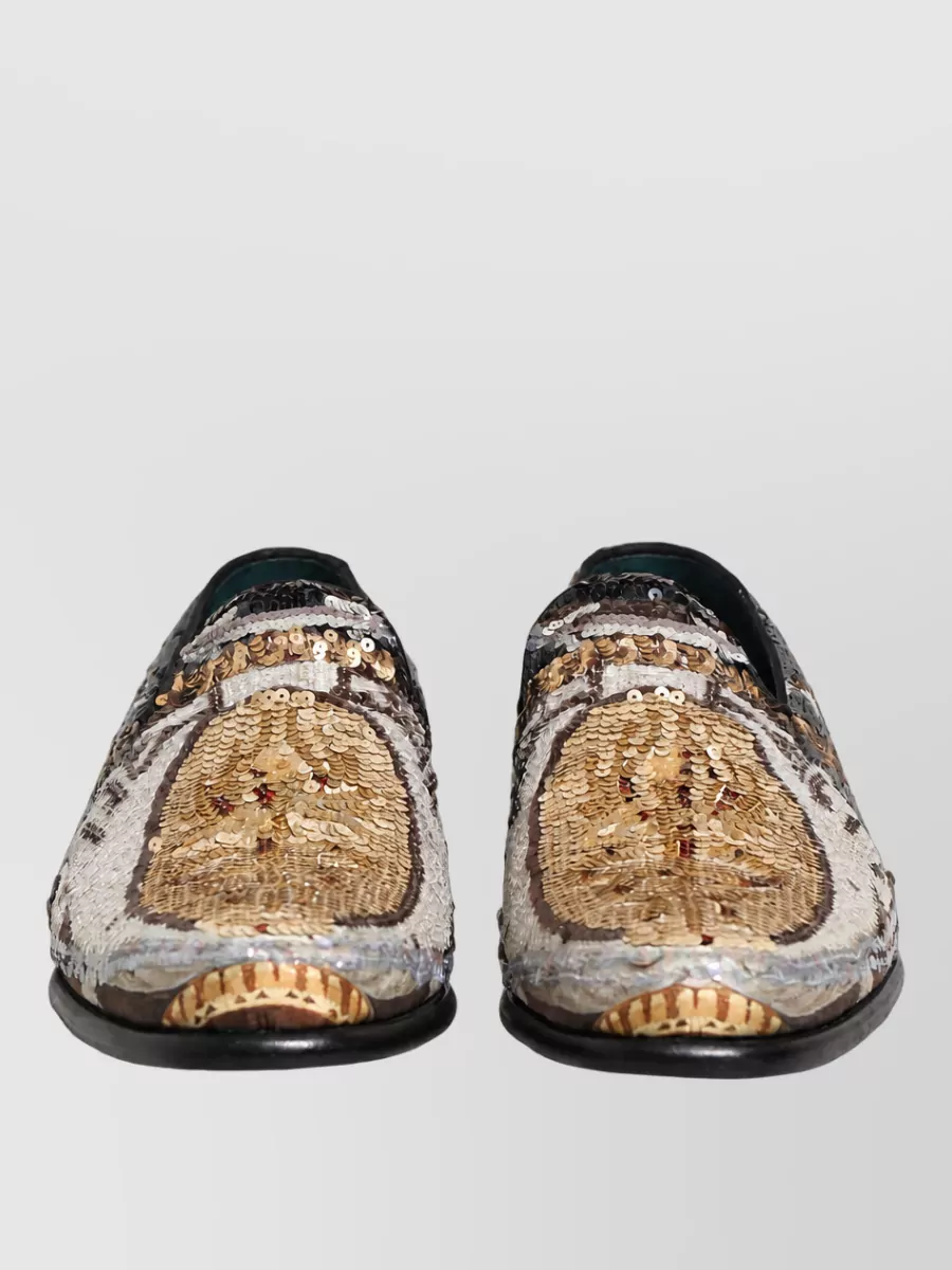 Dolce&Gabbana Embroidered Sequin Leather Monk Shoes