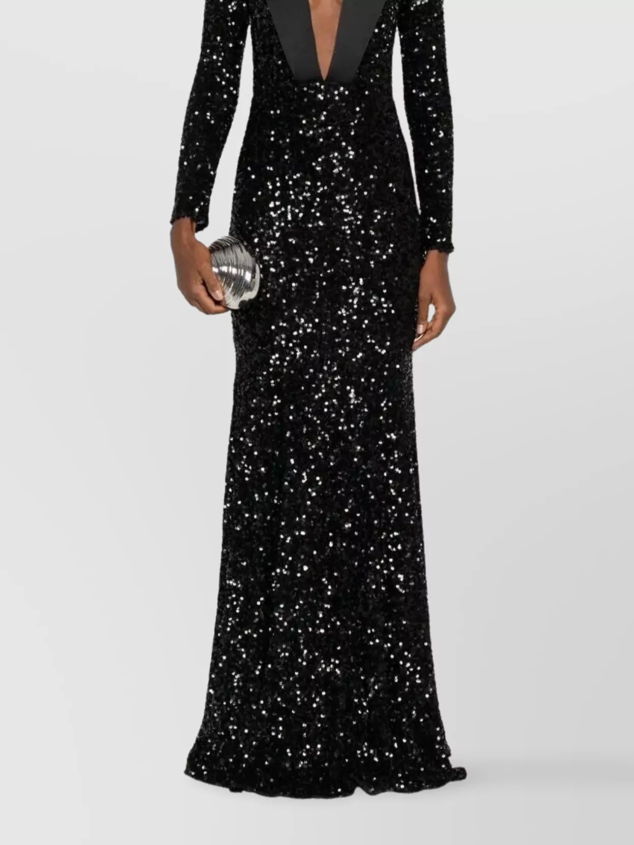 Elisabetta Franchi Red Carpet Dress In Full Sequins Clothing In Black