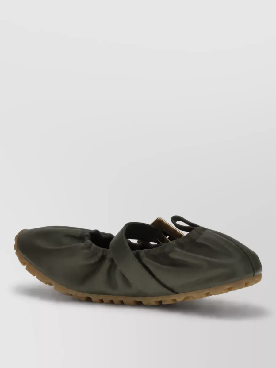 Balmain Leather Buckle Strap Ballerina Shoes