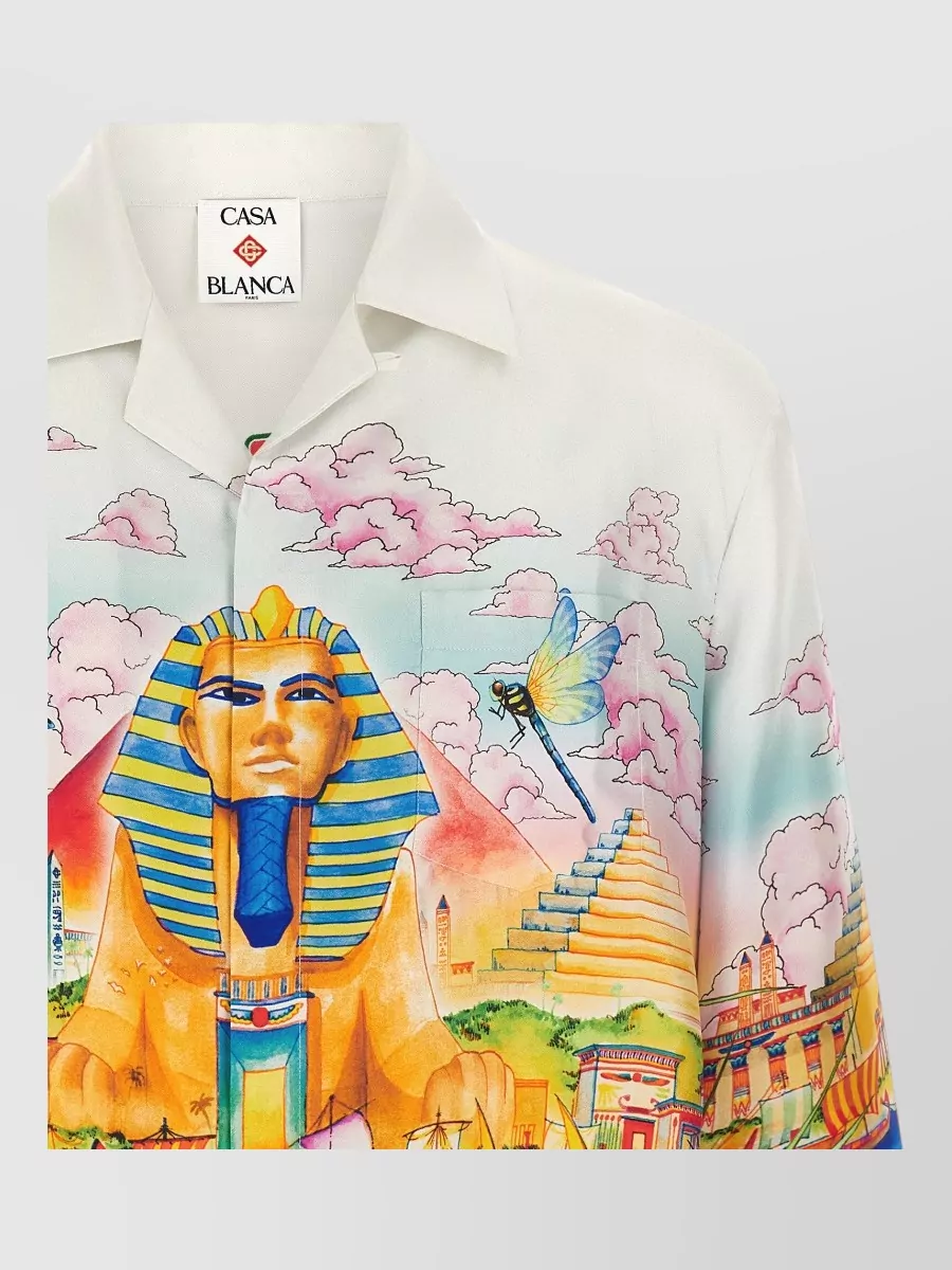 Casablanca Silk Printed Cuban Collar Shirt