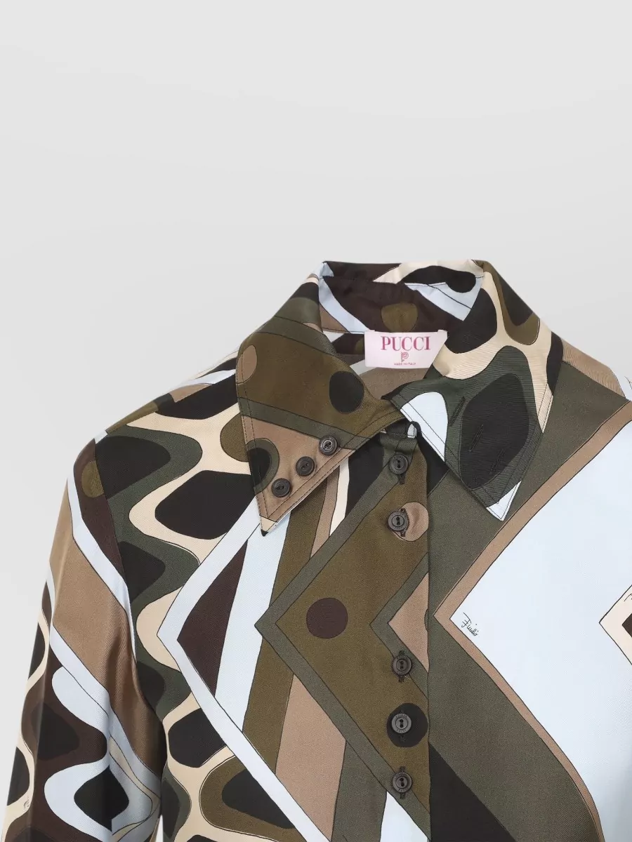 Pucci Silk Vivara-Print Cropped Shirt
