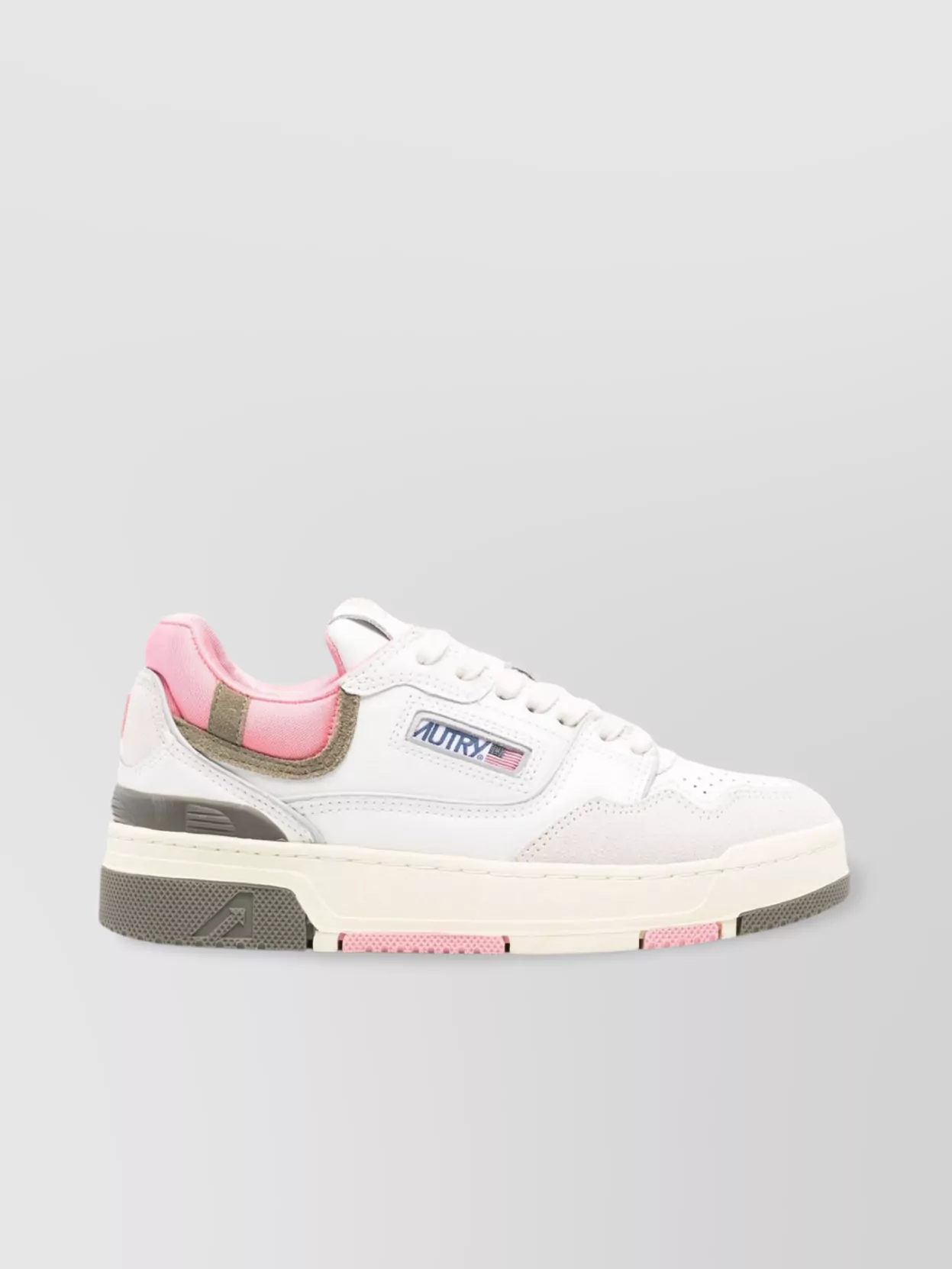 Autry Leather Sneakers With Contrast Panel And Perforated Detailing
