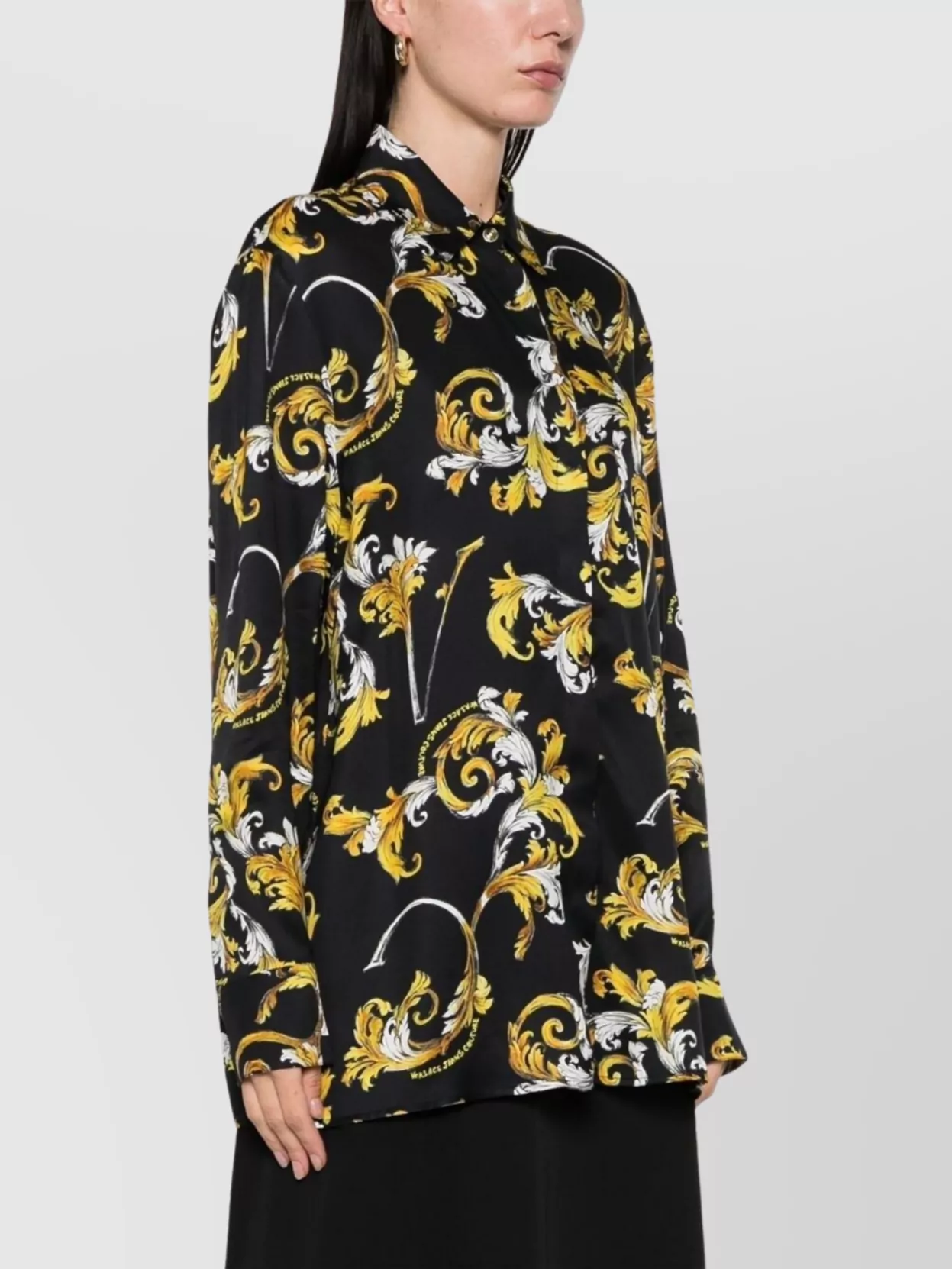 Versace Jeans Couture All-over Print Shirt With Long Sleeves In Black