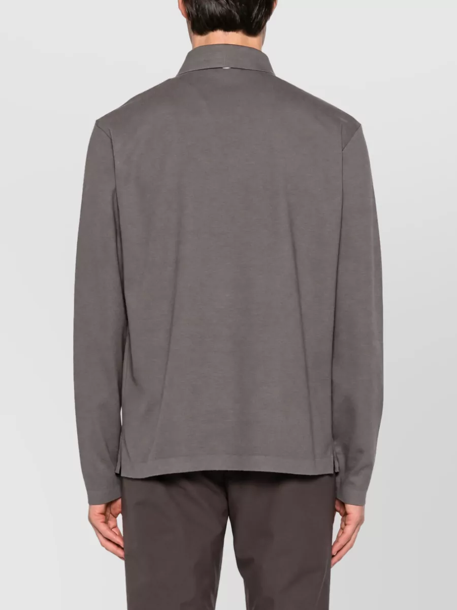 Herno Cashmere Cotton Long-Sleeve Polo Shirt