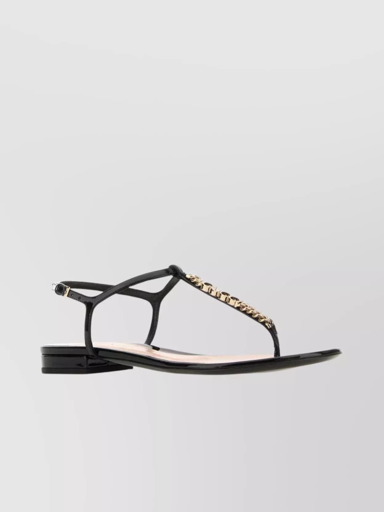 Shop Gucci Leather Thong Sandals Metallic Embellishment