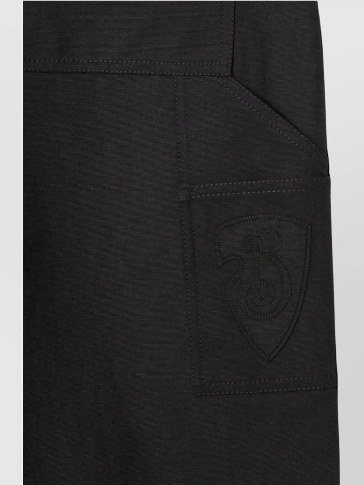 Burberry Black Pants With Logo Embroidery On The Side And Turn-up Checked Hem In Cotton Man