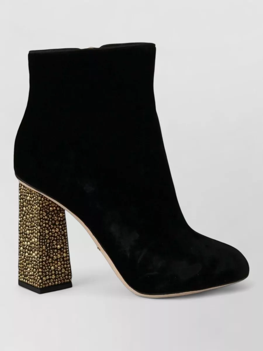 Dolce&Gabbana Velvet Crystal-Embellished Ankle Boots