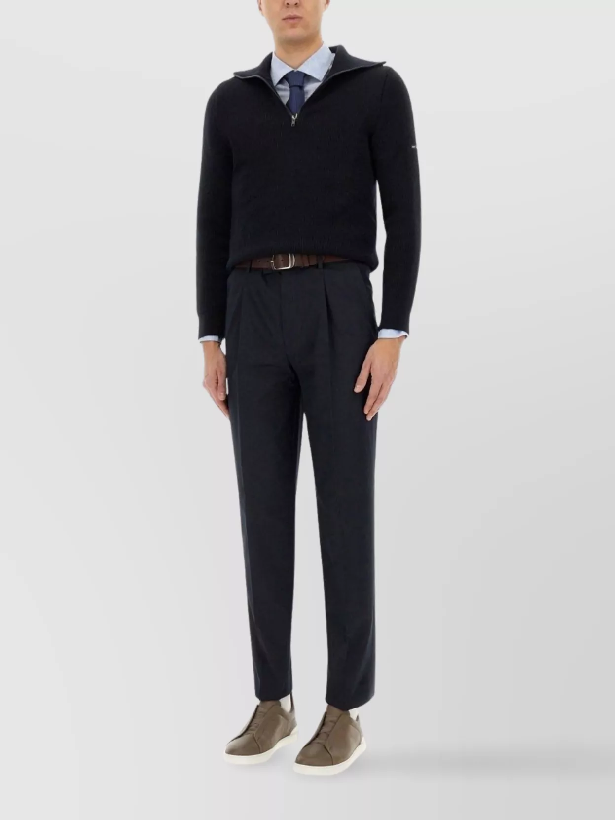 Shop Zegna Straight Leg Trousers With Pockets And Pleats