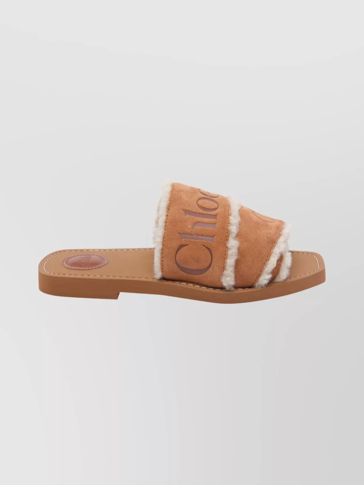 Chloé Suede Leather Flat Sandals With Faux Fur