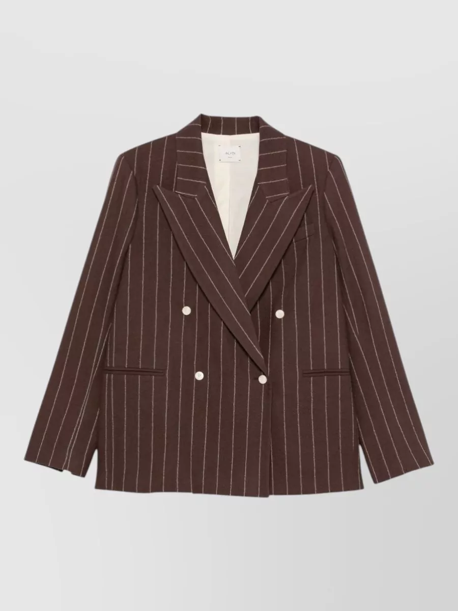 Alysi wool pinstripe double-breasted suit jacket