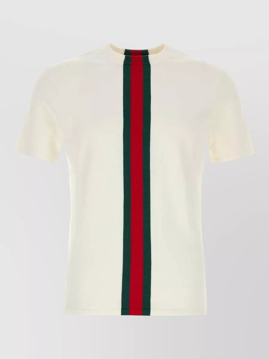 Gucci cotton knit web stripe crew neck t-shirt
