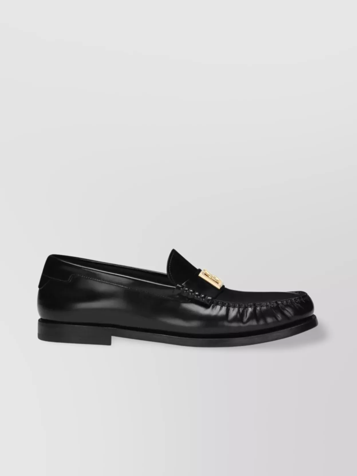 Shop Dolce & Gabbana Classic Rounded Toe Loafers With Metal Hardware In Black