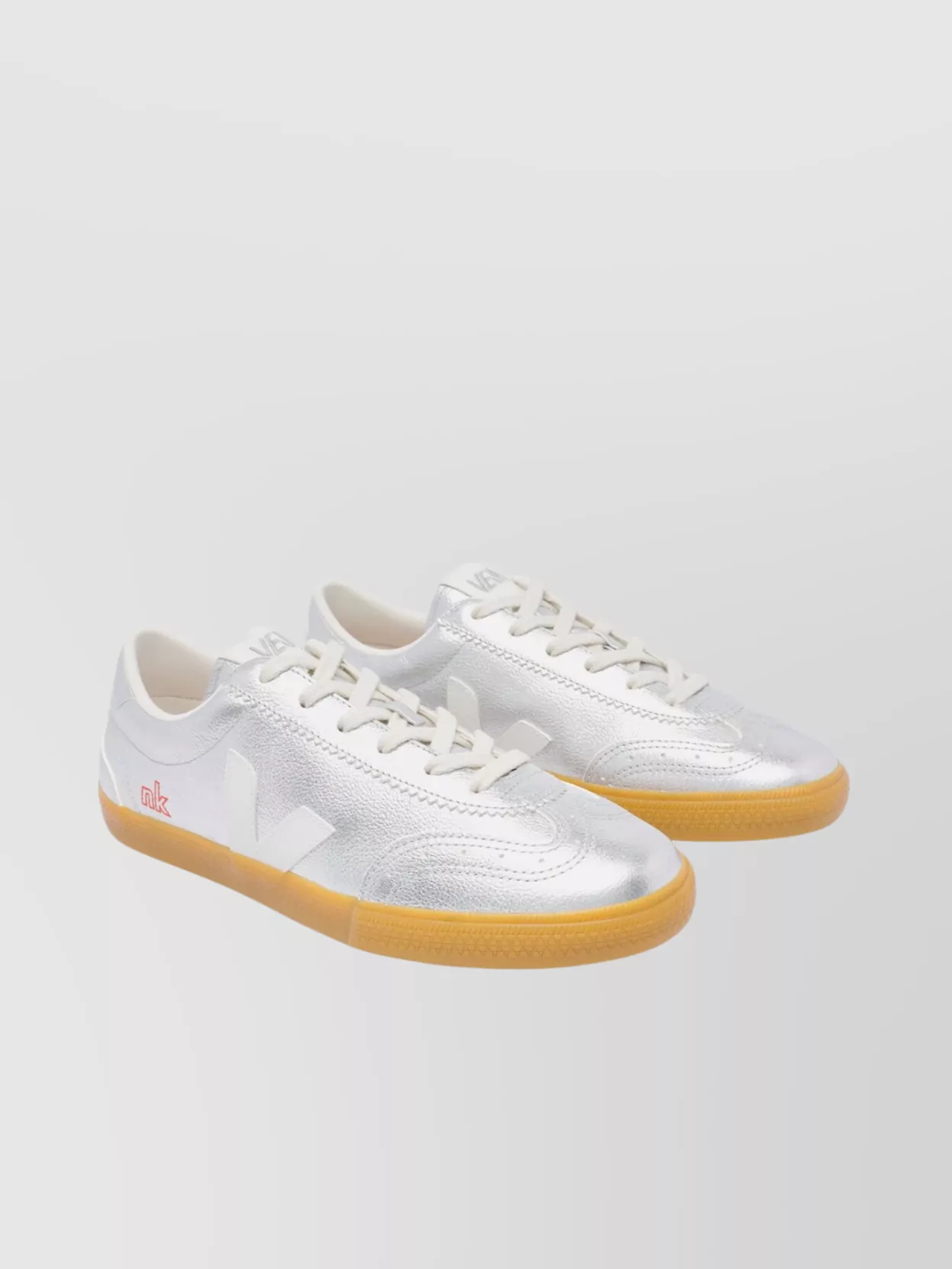 Veja Low Top Leather Sneakers With Metallic Finish