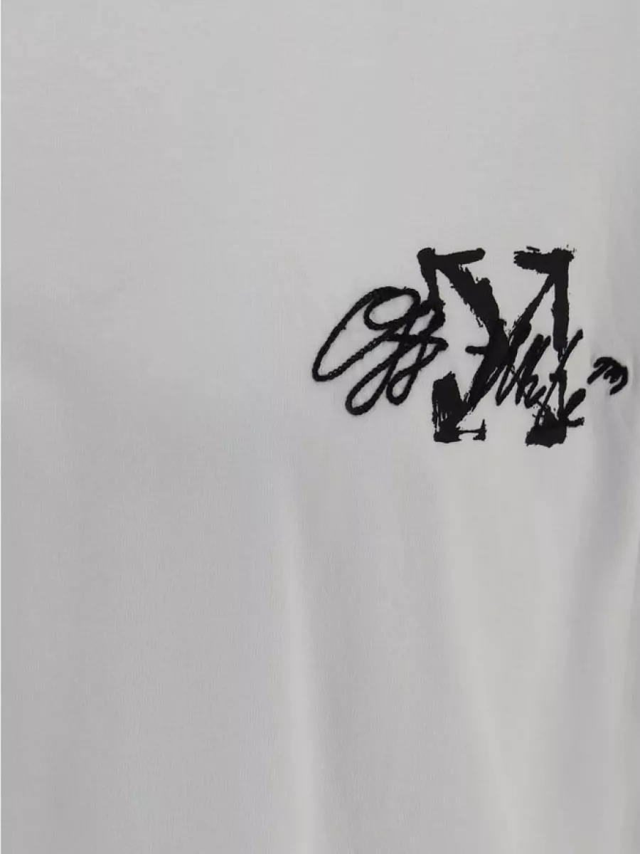 Off-White Cotton Oversized Logo-Embroidered T-Shirt