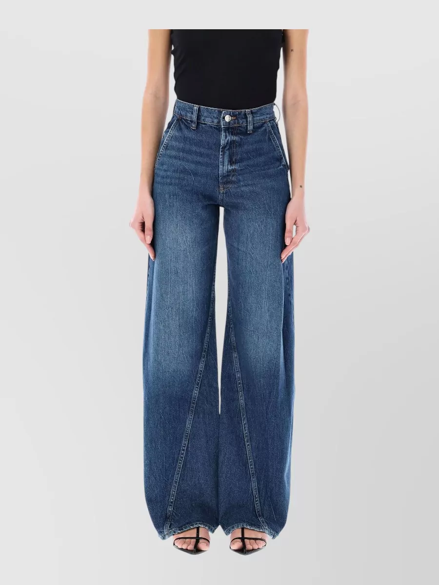 Anine Bing High-Rise Wide-Leg Jeans Contrast Stitching