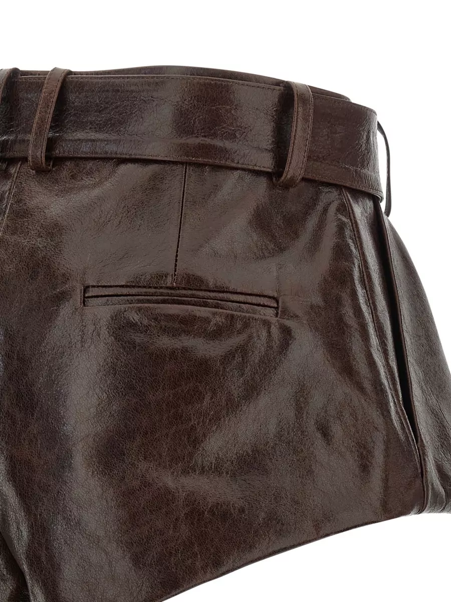 Magda Butrym Leather High-Rise Flared Shorts