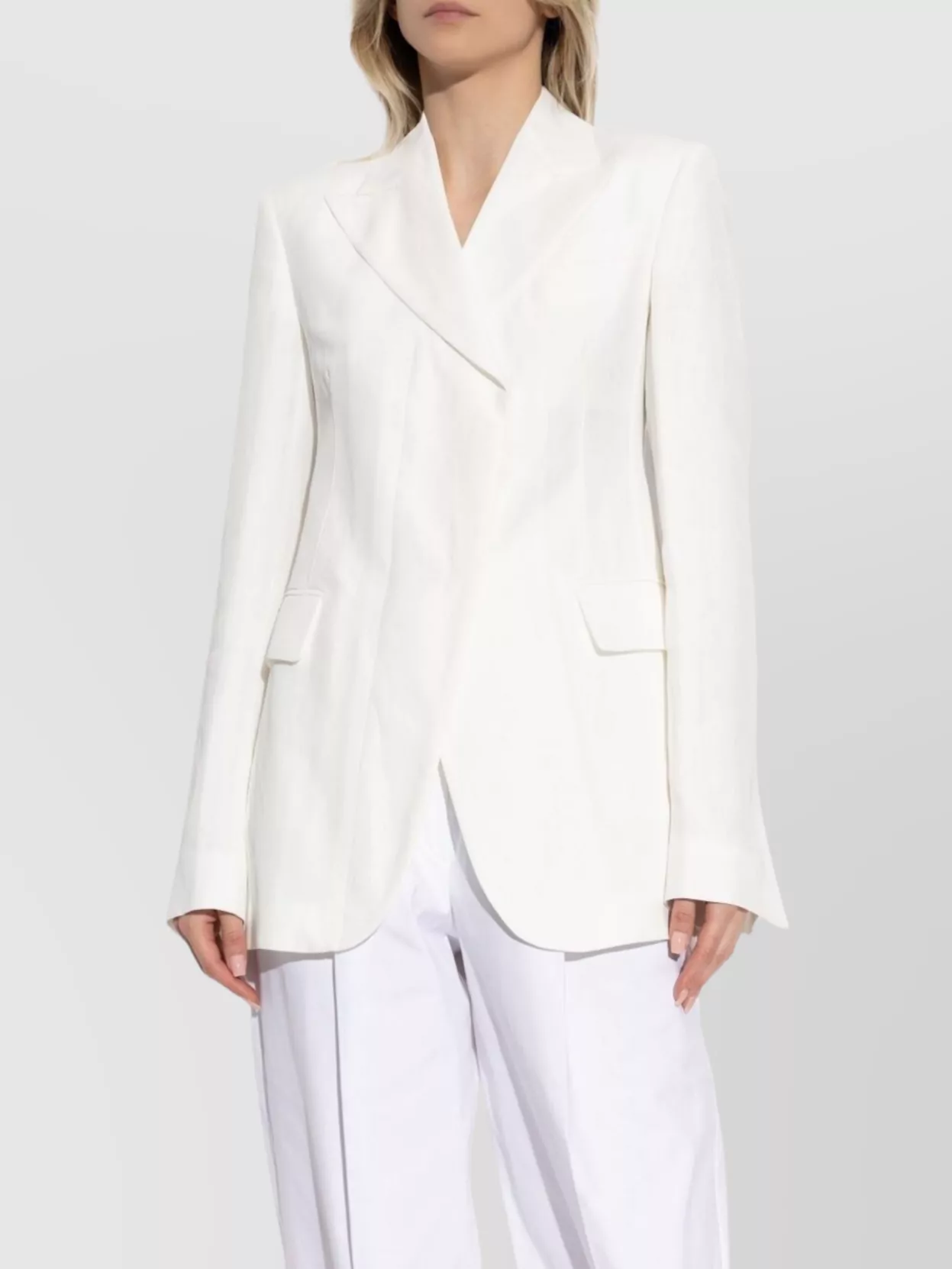 Sportmax Tailored Jacket With Flap Pockets And Notched Lapels In White