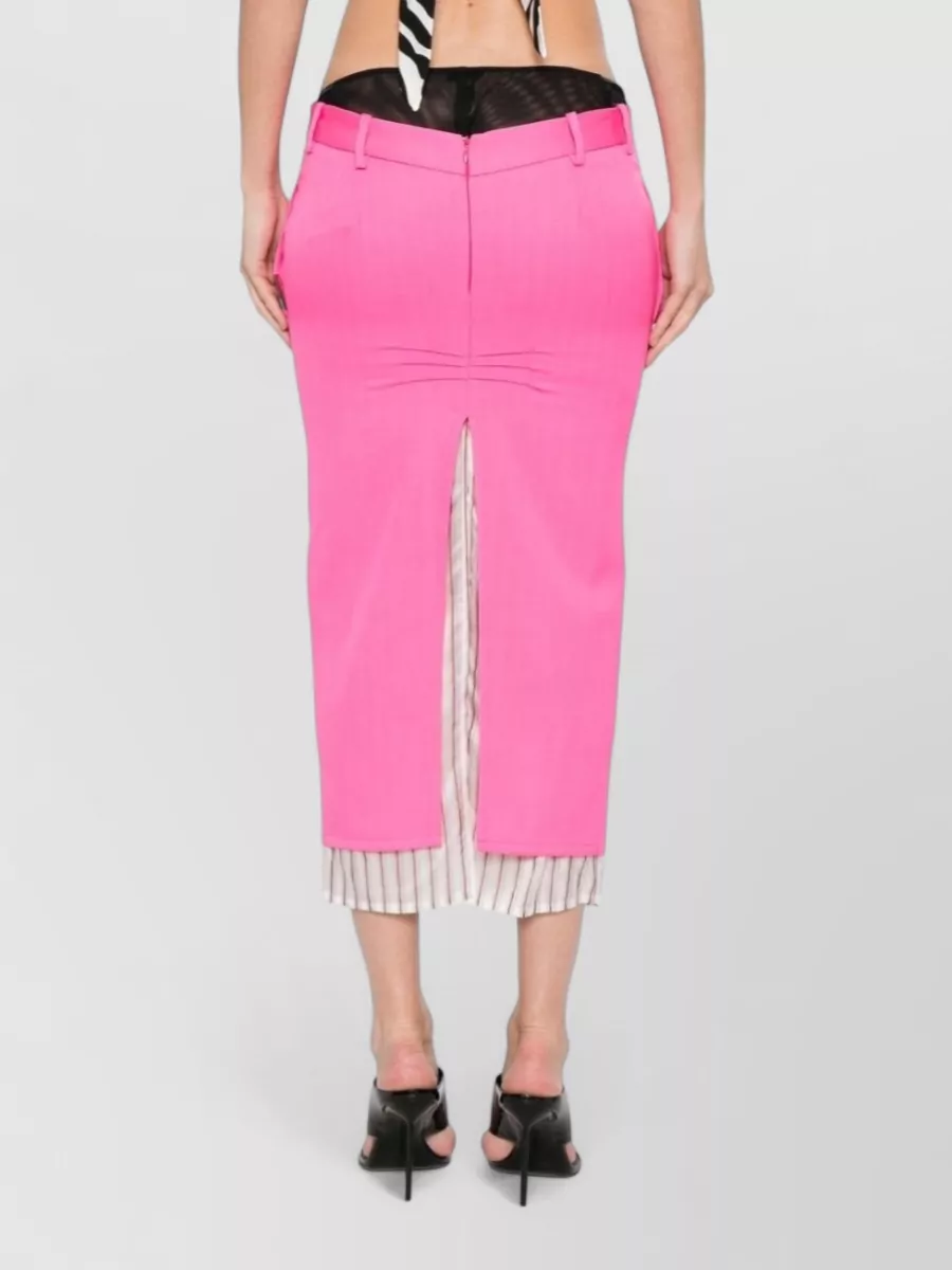 The Attico Wool Low-Rise Midi Skirt