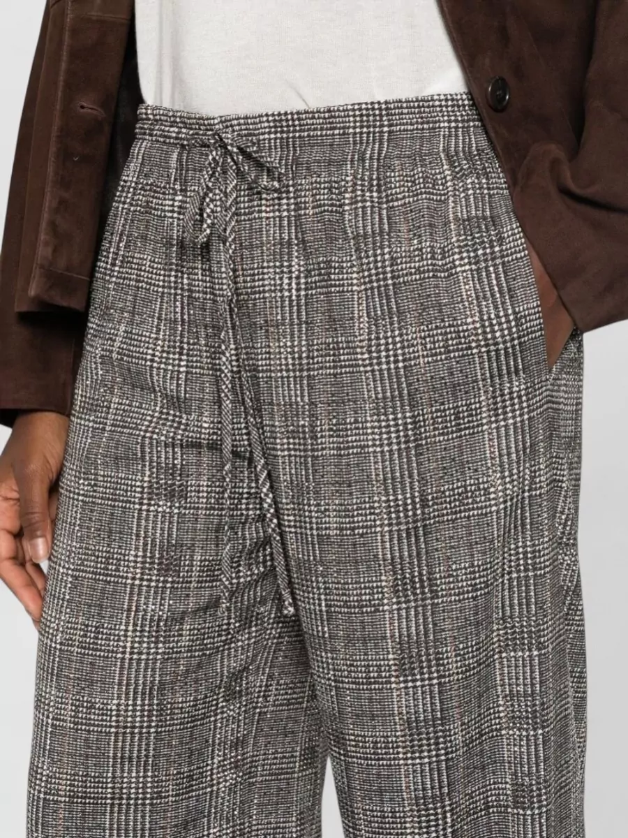 Ermanno Scervino Crystal-Embellished Checked Wide-Leg Trousers